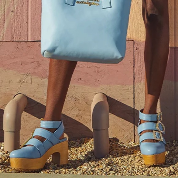 Autumn Adeigbo Buckle Ankle Jewel Strappy Wooden Clogs - Picture 2 of 11